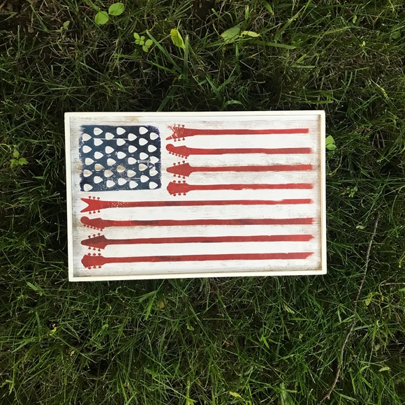 Hobby Lobby Wall Art Guitar American Flag Wood Sign Home Decor